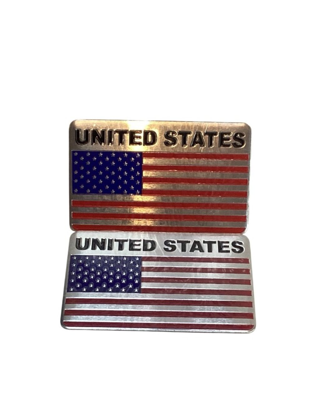2pcs 2X4 Aluminum United State Flag Adhesive Backing Emblem Badges NEW